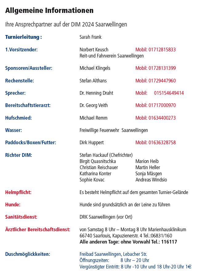 DIM 2024 Wichtige Rufnummern